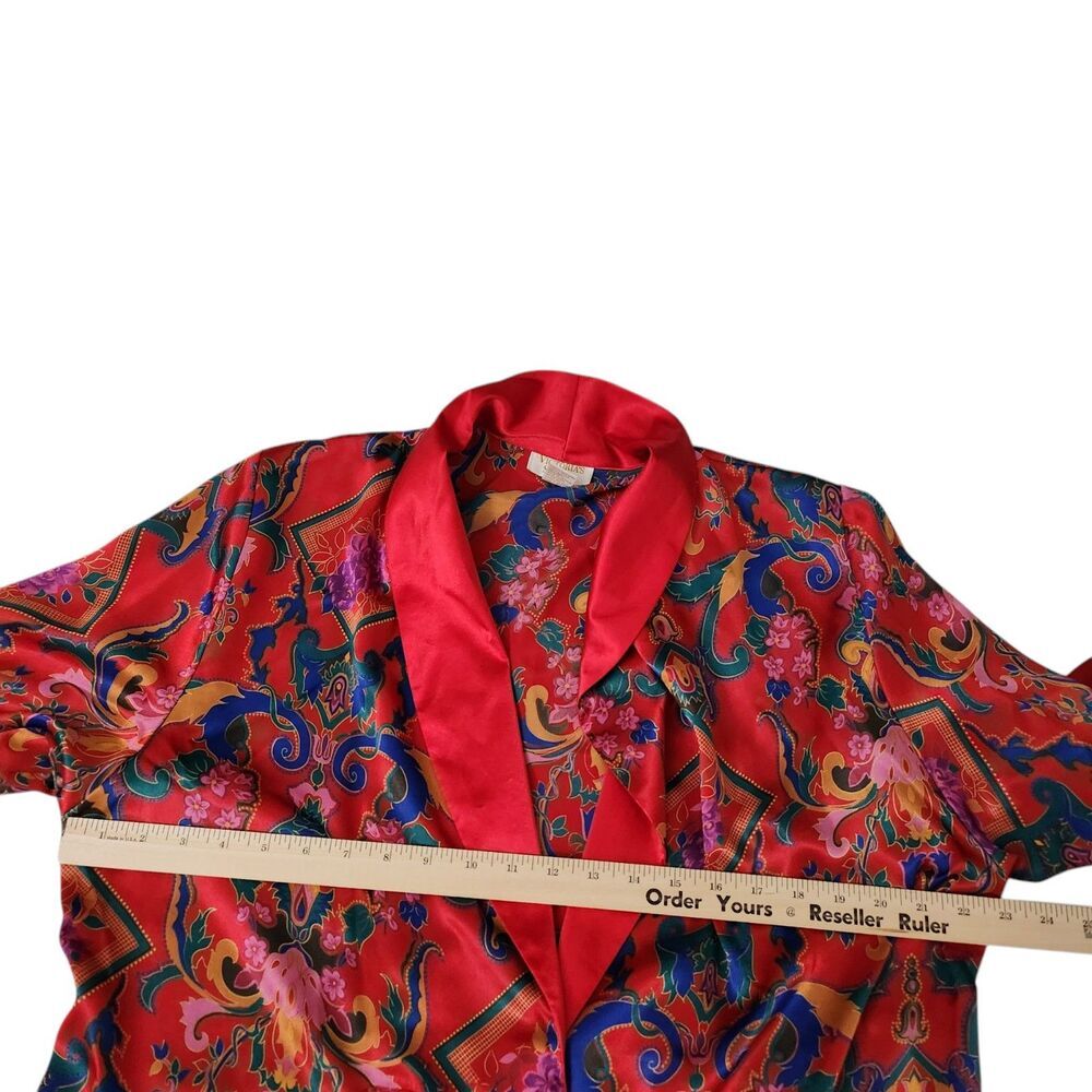 Victoria's Secret‎ Satin Blouse Pajama Top Medium Red Gold Label Y2K Vintage - Picture 7 of 8